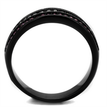TK2366 - Stainless Steel Ring IP Black(Ion Plating) Women Top Grade Crystal Amethyst