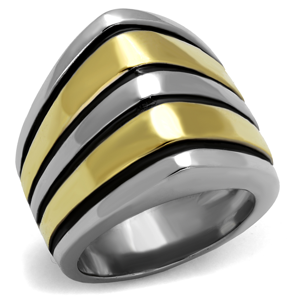 TK2367 - Stainless Steel Ring Two-Tone IP Gold (Ion Plating) Women Epoxy Jet