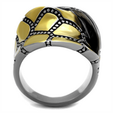 TK2368 - Stainless Steel Ring Two-Tone IP Gold (Ion Plating) Women Epoxy Jet