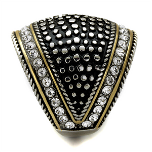 TK2369 - Stainless Steel Ring Two-Tone IP Gold (Ion Plating) Women Top Grade Crystal Clear