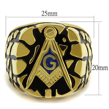 TK2372 - Stainless Steel Ring IP Gold(Ion Plating) Men Epoxy Capri Blue