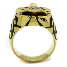 TK2372 - Stainless Steel Ring IP Gold(Ion Plating) Men Epoxy Capri Blue