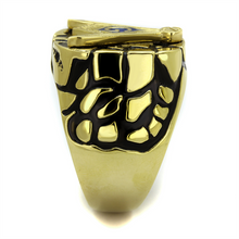 TK2372 - Stainless Steel Ring IP Gold(Ion Plating) Men Epoxy Capri Blue