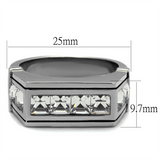 TK2376 - Stainless Steel Ring High polished (no plating) Men Top Grade Crystal Clear