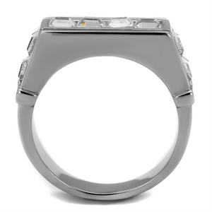 TK2376 - Stainless Steel Ring High polished (no plating) Men Top Grade Crystal Clear