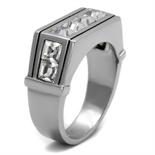 TK2376 - Stainless Steel Ring High polished (no plating) Men Top Grade Crystal Clear
