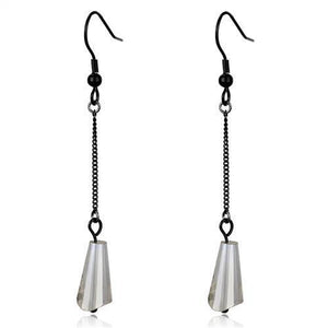 TK2381 - Stainless Steel Earrings IP Black(Ion Plating) Women Synthetic Clear