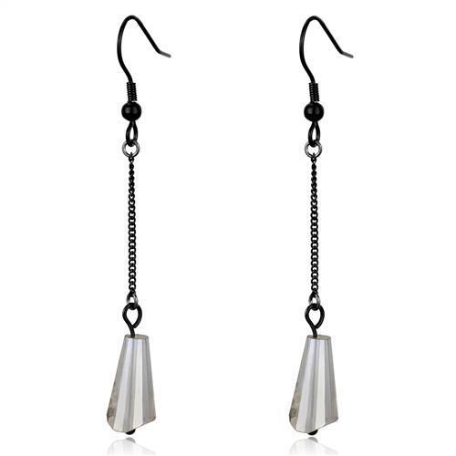 TK2381 - Stainless Steel Earrings IP Black(Ion Plating) Women Synthetic Clear
