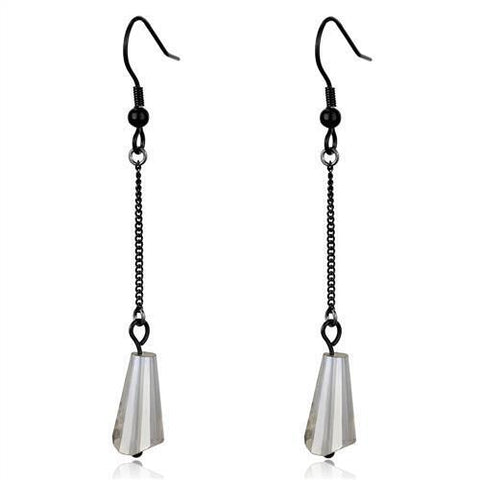 TK2381 - Stainless Steel Earrings IP Black(Ion Plating) Women Synthetic Clear