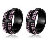 TK2386 - Stainless Steel Earrings IP Black(Ion Plating) Women Top Grade Crystal Light Amethyst