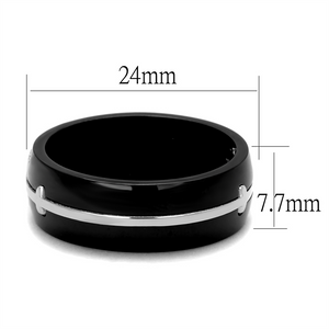 TK2392 - Stainless Steel Ring Two-Tone IP Black Men No Stone No Stone