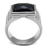 TK2399 - Stainless Steel Ring High polished (no plating) Men Blue Sand Montana