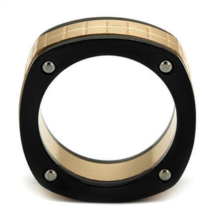 TK2406 - Stainless Steel Ring Three Tone IP?IP Rose Gold & IP Black & High Polished) Men No Stone No Stone