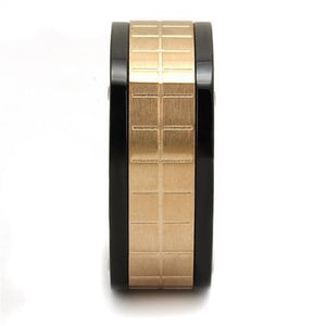 TK2406 - Stainless Steel Ring Three Tone IP?IP Rose Gold & IP Black & High Polished) Men No Stone No Stone
