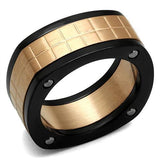 TK2406 - Stainless Steel Ring Three Tone IP?IP Rose Gold & IP Black & High Polished) Men No Stone No Stone