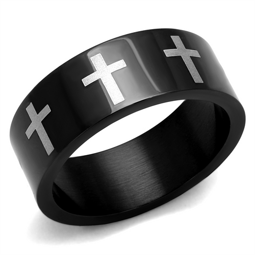 TK2410 - Stainless Steel Ring Two-Tone IP Black (Ion Plating) Men No Stone No Stone