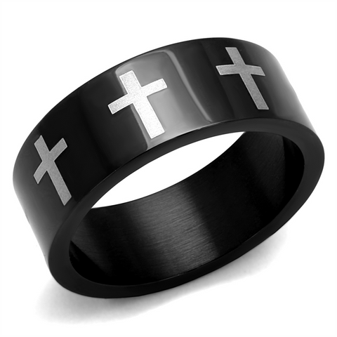 TK2410 - Stainless Steel Ring Two-Tone IP Black (Ion Plating) Men No Stone No Stone