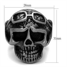 TK2414 - Stainless Steel Ring Antique Silver Men Epoxy Jet