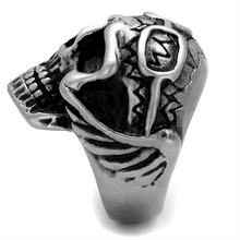 TK2414 - Stainless Steel Ring Antique Silver Men Epoxy Jet