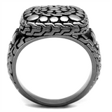 TK2420 - Stainless Steel Ring Antique Silver Men Epoxy Jet