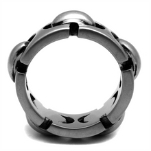 TK2421 - Stainless Steel Ring Antique Silver Women Epoxy Jet