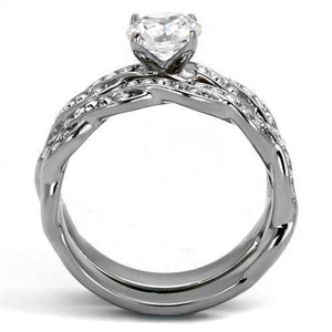 TK2475 - Stainless Steel Ring High polished (no plating) Women AAA Grade CZ Clear