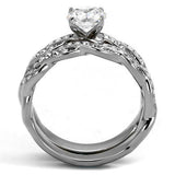 TK2475 - Stainless Steel Ring High polished (no plating) Women AAA Grade CZ Clear