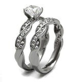 TK2475 - Stainless Steel Ring High polished (no plating) Women AAA Grade CZ Clear