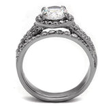 TK2476 - Stainless Steel Ring High polished (no plating) Women AAA Grade CZ Clear