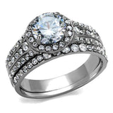 TK2476 - Stainless Steel Ring High polished (no plating) Women AAA Grade CZ Clear