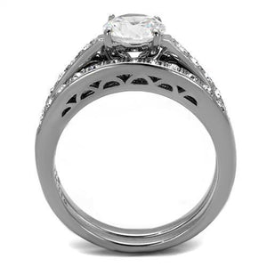 TK2477 - Stainless Steel Ring High polished (no plating) Women AAA Grade CZ Clear