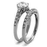 TK2477 - Stainless Steel Ring High polished (no plating) Women AAA Grade CZ Clear
