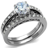 TK2477 - Stainless Steel Ring High polished (no plating) Women AAA Grade CZ Clear