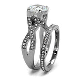 TK2478 - Stainless Steel Ring High polished (no plating) Women AAA Grade CZ Clear