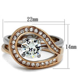 TK2479 - Stainless Steel Ring Two-Tone IP Rose Gold Women AAA Grade CZ Clear