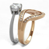 TK2479 - Stainless Steel Ring Two-Tone IP Rose Gold Women AAA Grade CZ Clear