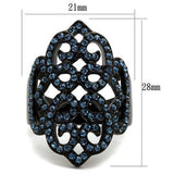 TK2481 - Stainless Steel Ring IP Black(Ion Plating) Women Top Grade Crystal Montana