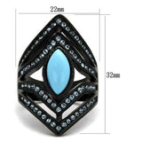 TK2482 - Stainless Steel Ring IP Black(Ion Plating) Women Synthetic Sea Blue