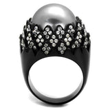 TK2483 - Stainless Steel Ring IP Black(Ion Plating) Women Synthetic Gray