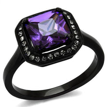 TK2487 - Stainless Steel Ring IP Black(Ion Plating) Women AAA Grade CZ Amethyst