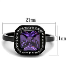 TK2487 - Stainless Steel Ring IP Black(Ion Plating) Women AAA Grade CZ Amethyst