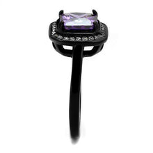 TK2487 - Stainless Steel Ring IP Black(Ion Plating) Women AAA Grade CZ Amethyst