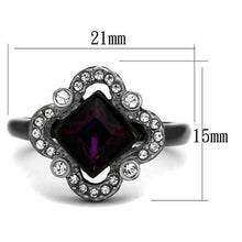 TK2489 - Stainless Steel Ring Two-Tone IP Black Women Top Grade Crystal Fuchsia