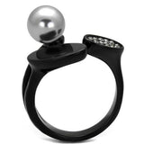 TK2493 - Stainless Steel Ring IP Black(Ion Plating) Women Synthetic Gray