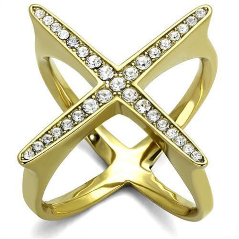 TK2497 - Stainless Steel Ring IP Gold(Ion Plating) Women Top Grade Crystal Clear