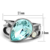 TK2502 - Stainless Steel Ring High polished (no plating) Women Top Grade Crystal Sea Blue