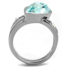 TK2502 - Stainless Steel Ring High polished (no plating) Women Top Grade Crystal Sea Blue