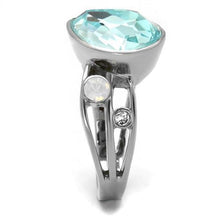 TK2502 - Stainless Steel Ring High polished (no plating) Women Top Grade Crystal Sea Blue