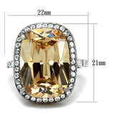 TK2503 - Stainless Steel Ring High polished (no plating) Women AAA Grade CZ Champagne