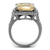 TK2503 - Stainless Steel Ring High polished (no plating) Women AAA Grade CZ Champagne